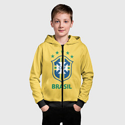 Толстовка на молнии детская Brazil Team, цвет: 3D-черный — фото 2