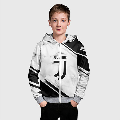 Детская толстовка на молнии Juventus / 3D-Меланж – фото 3