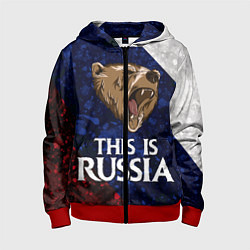 Толстовка на молнии детская Russia: Roaring Bear, цвет: 3D-красный