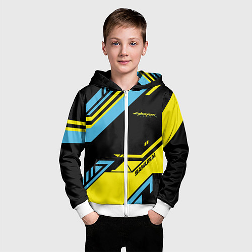 Детская толстовка на молнии Cyberpunk 2077: Samurai / 3D-Белый – фото 3