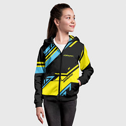 Толстовка на молнии детская Cyberpunk 2077: Samurai, цвет: 3D-черный — фото 2