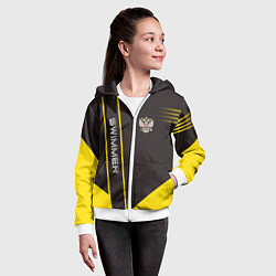 Толстовка на молнии детская Swimmer: Russia, цвет: 3D-белый — фото 2