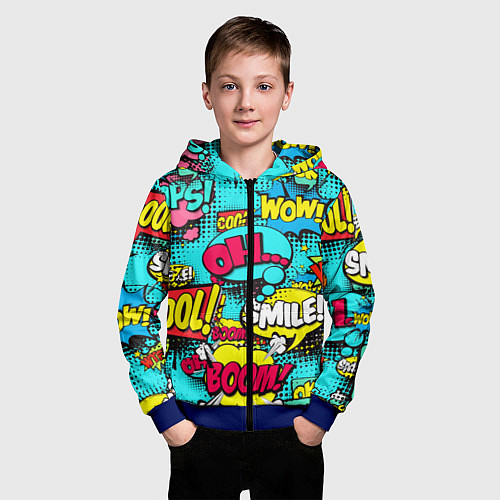 Детская толстовка на молнии Кислотный поп-арт / 3D-Синий – фото 3