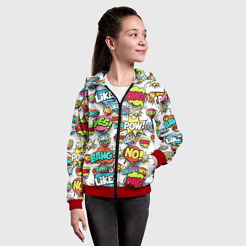 Детская толстовка на молнии Pop art Fashion / 3D-Красный – фото 4