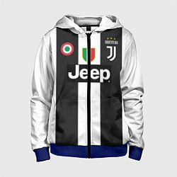 Толстовка на молнии детская FC Juventus 18-19, цвет: 3D-синий