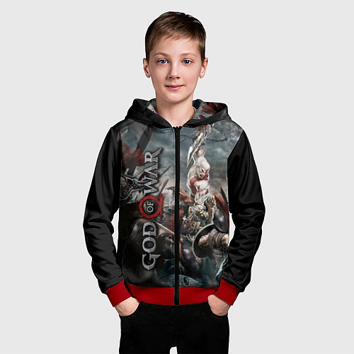 Детская толстовка на молнии God of War / 3D-Красный – фото 3