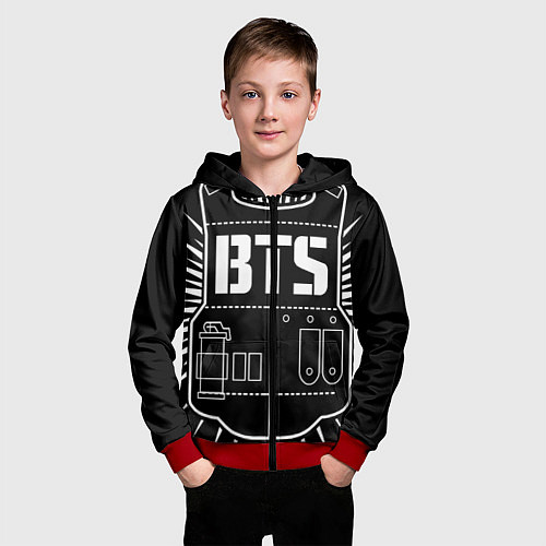 Детская толстовка на молнии BTS ARMY / 3D-Красный – фото 3