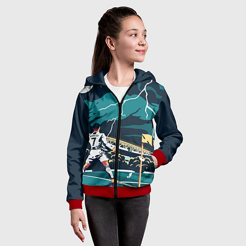 Детская толстовка на молнии Ronaldo lightning / 3D-Красный – фото 4