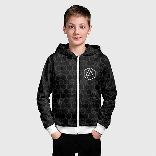 Детская толстовка на молнии Linkin Park: Black Carbon / 3D-Белый – фото 3