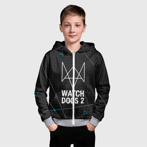 Детская толстовка на молнии Watch Dogs 2: Tech Geometry / 3D-Меланж – фото 3
