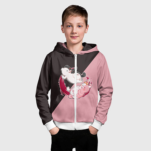 Детская толстовка на молнии MONOKUMA X MONOMI / 3D-Белый – фото 3