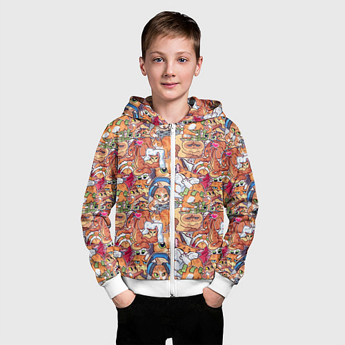 Детская толстовка на молнии Котобомбинг / 3D-Белый – фото 3