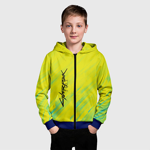 Детская толстовка на молнии Cyberpunk 2077: Yellow / 3D-Синий – фото 3