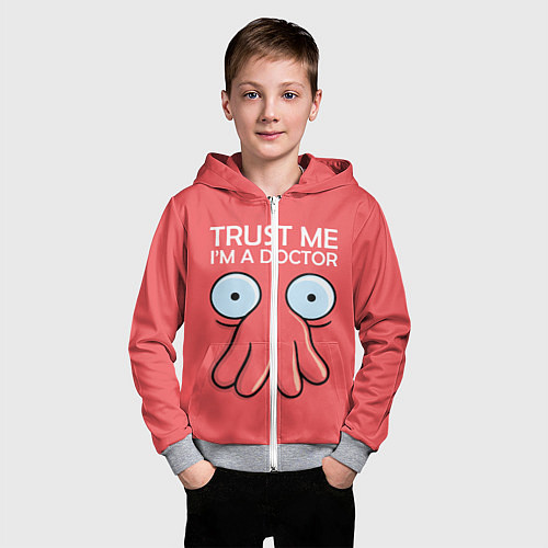 Детская толстовка на молнии Trust Me I'm a Doctor / 3D-Меланж – фото 3