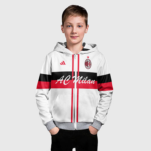 Детская толстовка на молнии AC Milan: White Form / 3D-Меланж – фото 3