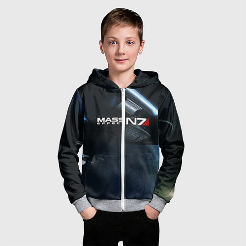 Детская толстовка на молнии Mass Effect N7 / 3D-Меланж – фото 3