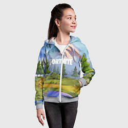 Толстовка на молнии детская Fortnite: Forest View, цвет: 3D-меланж — фото 2