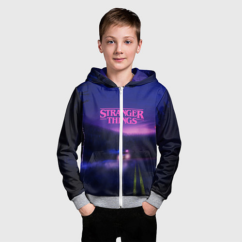 Детская толстовка на молнии Stranger Things: Neon Road / 3D-Меланж – фото 3