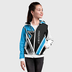 Толстовка на молнии детская Hockey black blue white, цвет: 3D-белый — фото 2