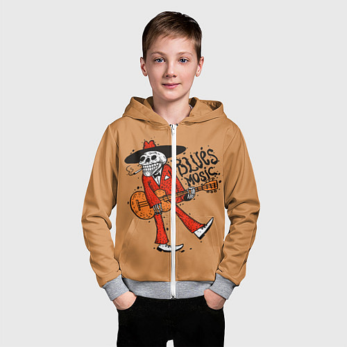 Детская толстовка на молнии Blues Music / 3D-Меланж – фото 3