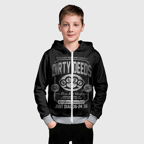 Детская толстовка на молнии AC/DC: Dirty Deeds / 3D-Меланж – фото 3