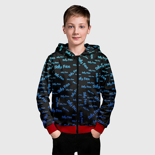 Детская толстовка на молнии Sally Face: Blue Pattern / 3D-Красный – фото 3