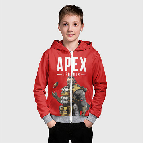 Детская толстовка на молнии Apex Legends: Red Caustic / 3D-Меланж – фото 3