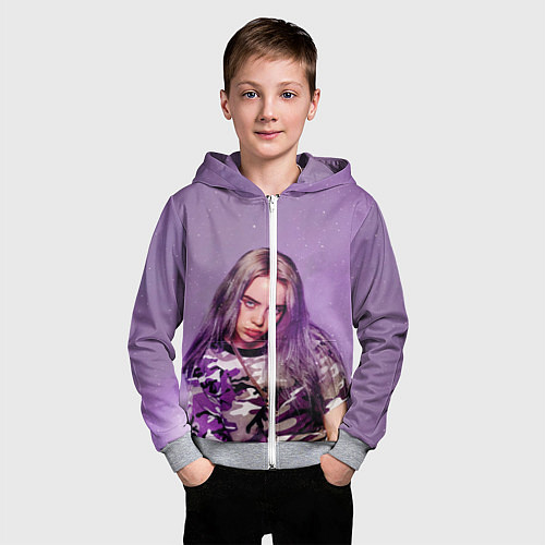 Детская толстовка на молнии Billie Eilish: Violet Fashion / 3D-Меланж – фото 3