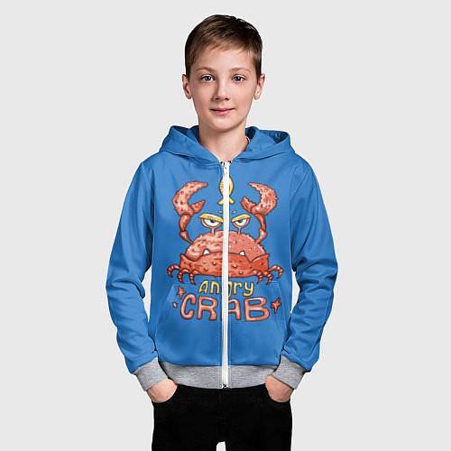 Детская толстовка на молнии Hungry Crab / 3D-Меланж – фото 3