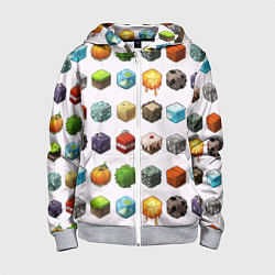 Толстовка на молнии детская Minecraft Cubes, цвет: 3D-меланж