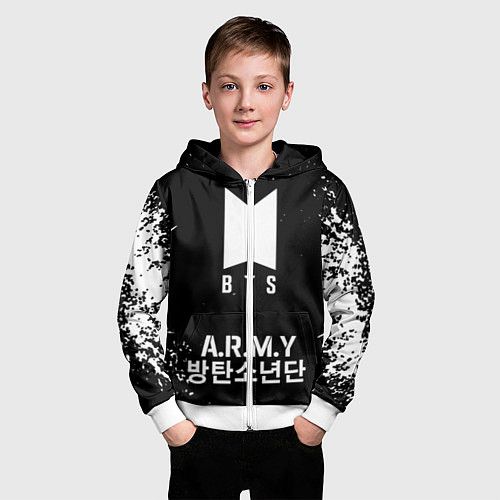 Детская толстовка на молнии BTS ARMY / 3D-Белый – фото 3