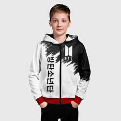 Толстовка на молнии детская BTS: White & Black, цвет: 3D-красный — фото 2