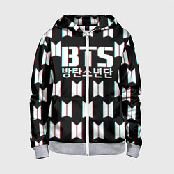 Толстовка на молнии детская BTS: Black Pattern, цвет: 3D-меланж