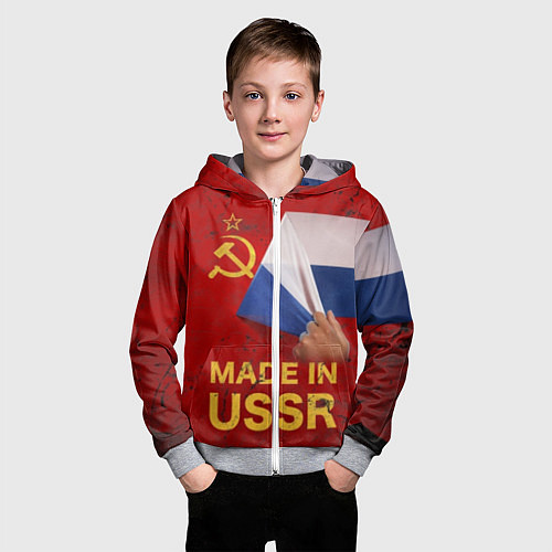 Детская толстовка на молнии MADE IN USSR / 3D-Меланж – фото 3