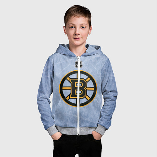 Детская толстовка на молнии Boston Bruins: Hot Ice / 3D-Меланж – фото 3
