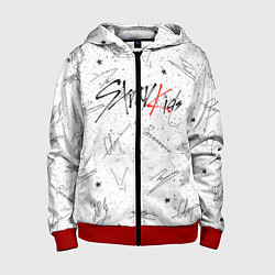 Толстовка на молнии детская STRAY KIDS АВТОГРАФЫ, цвет: 3D-красный