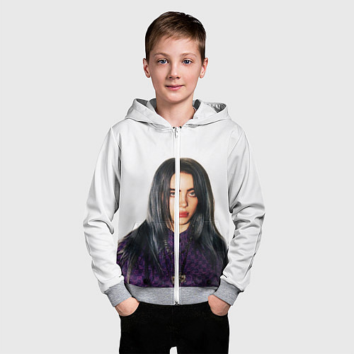 Детская толстовка на молнии BILLIE EILISH / 3D-Меланж – фото 3