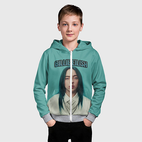 Детская толстовка на молнии BILLIE EILISH / 3D-Меланж – фото 3