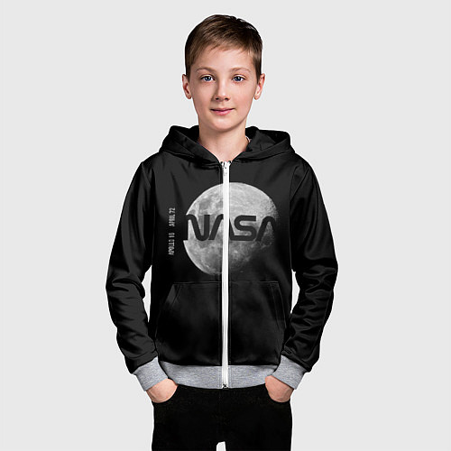 Детская толстовка на молнии NASA Apollo 16 / 3D-Меланж – фото 3