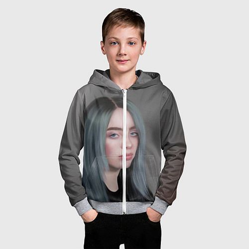 Детская толстовка на молнии Billie Eilish: Ocean Eyes / 3D-Меланж – фото 3