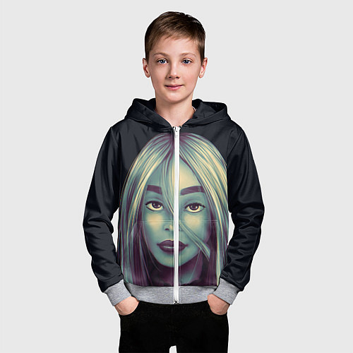 Детская толстовка на молнии Billie Eilish / 3D-Меланж – фото 3