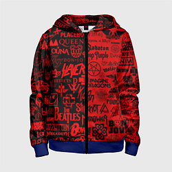 Толстовка на молнии детская ЛОГОТИПЫ РОК ГРУПП, цвет: 3D-синий