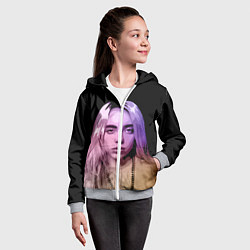 Толстовка на молнии детская BILLIE EILISH: Violet Mood, цвет: 3D-меланж — фото 2