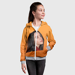 Толстовка на молнии детская BILLIE EILISH: Orange Mood, цвет: 3D-меланж — фото 2