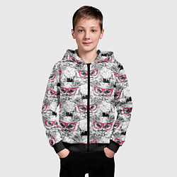 Толстовка на молнии детская Совы в очках, цвет: 3D-черный — фото 2