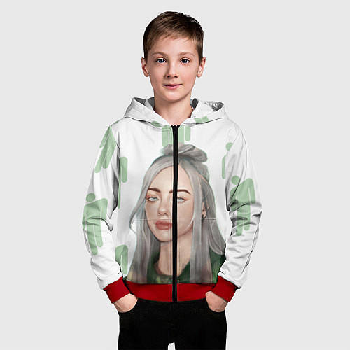 Детская толстовка на молнии Billie Eilish / 3D-Красный – фото 3