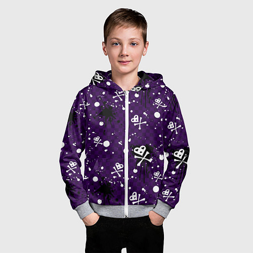 Детская толстовка на молнии Эмо 2007 фиолетовый фон / 3D-Меланж – фото 3