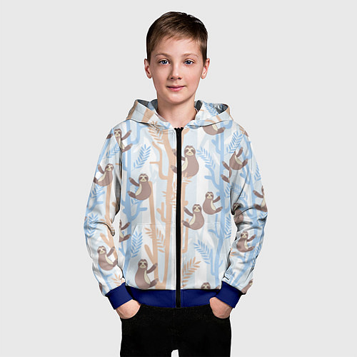 Детская толстовка на молнии Ленивец стайл / 3D-Синий – фото 3
