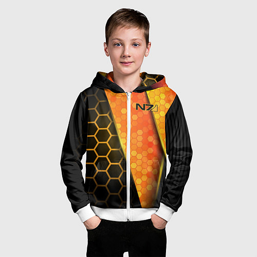 Детская толстовка на молнии Mass Effect N7 / 3D-Белый – фото 3