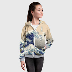 Толстовка на молнии детская Kanagawa Wave Art, цвет: 3D-меланж — фото 2